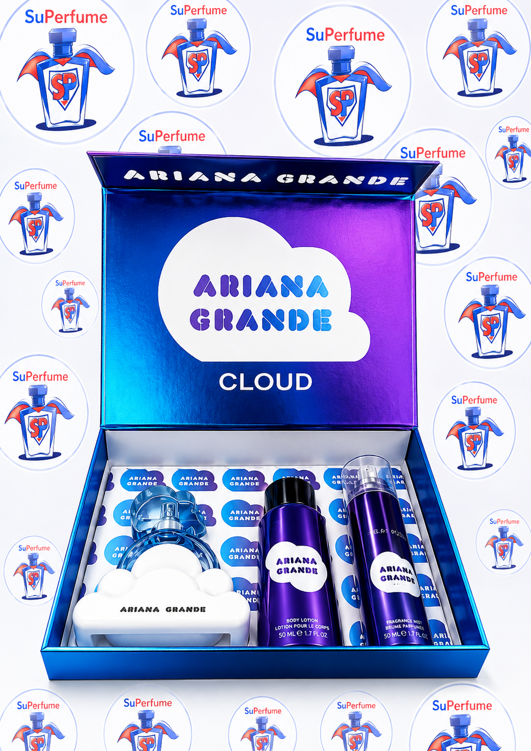Cloud de Ariana Grande – Kit Perfume + Body Mist + Crema Perfumada