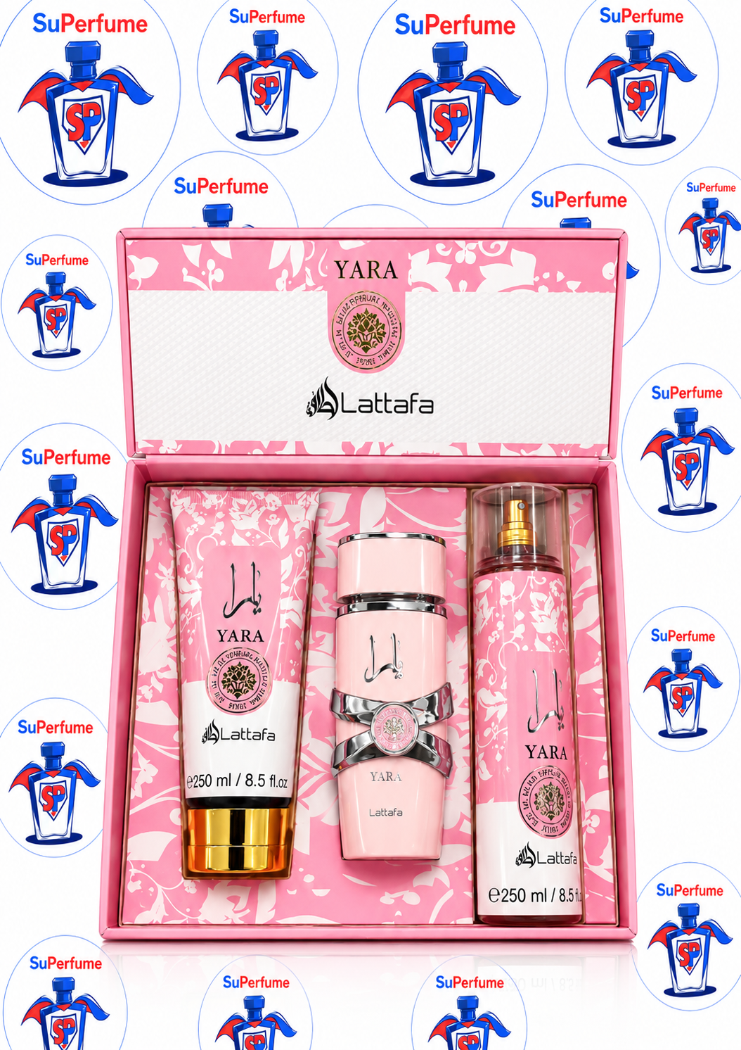 Yara de Lattafa – Kit Perfume + Body Mist + Crema Perfumada